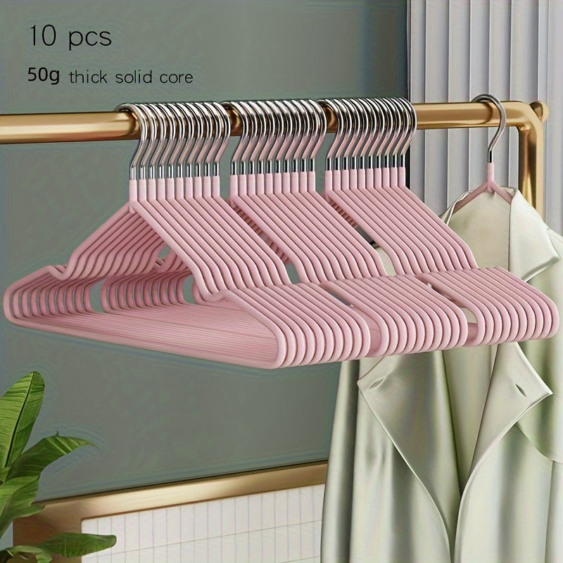 10pcs Stainless Steel Durable Clothes Hangers with Non-Slip Coating and Extra Thick Core - Ideal for Adults and Children