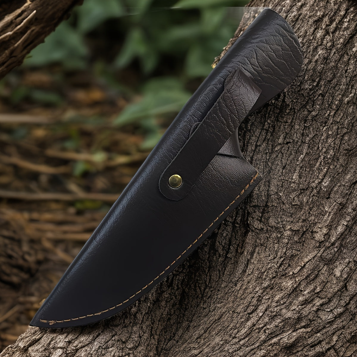 A durable 2-in-1 faux leather knife sheath with protective cover, made of 3D carved thick PU material that is gentle on the blade. Perfect for chefs and ideal for camping, outdoor cooking, and picnics. Makes a great Christmas gift idea (knife not