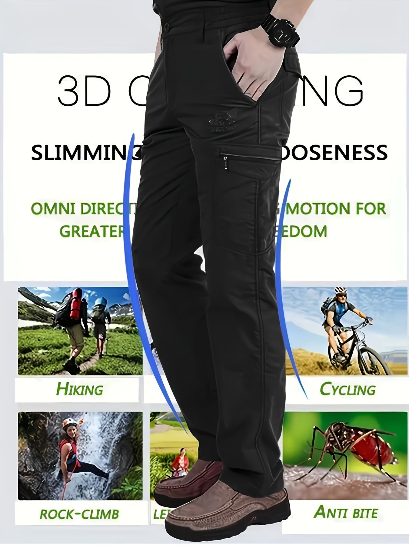 Casual men's cargo pants for outdoor activities all year round.