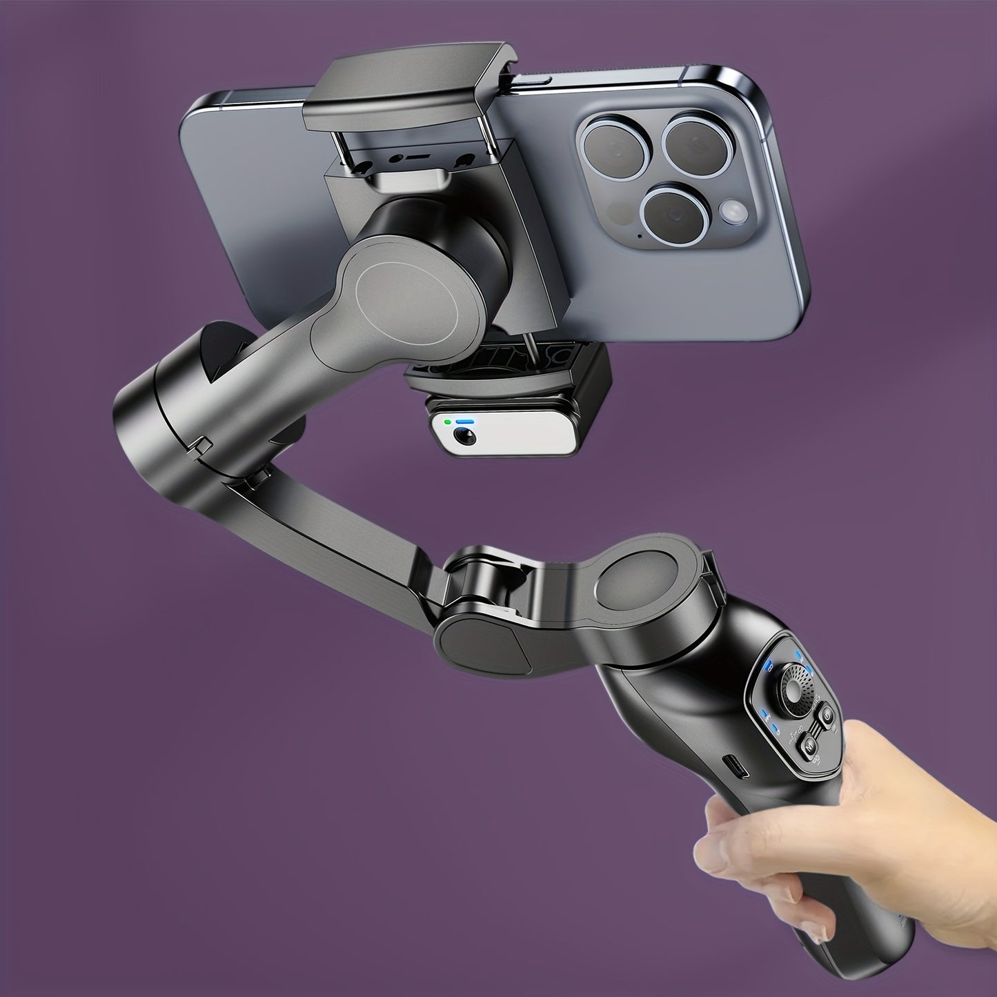 COMITOK L7C Smart 3-Axis Handheld Gimbal - Ideal for Smooth Videos and Vlogging with Wireless Gesture Control and Built-in Fill Light