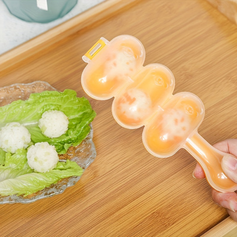 Polypropylene Triple Section Spherical Mold for Crafting Sushi, Rice Balls, and Meatballs - Convenient Food Shaping Tool for All Ages, Easy to Use