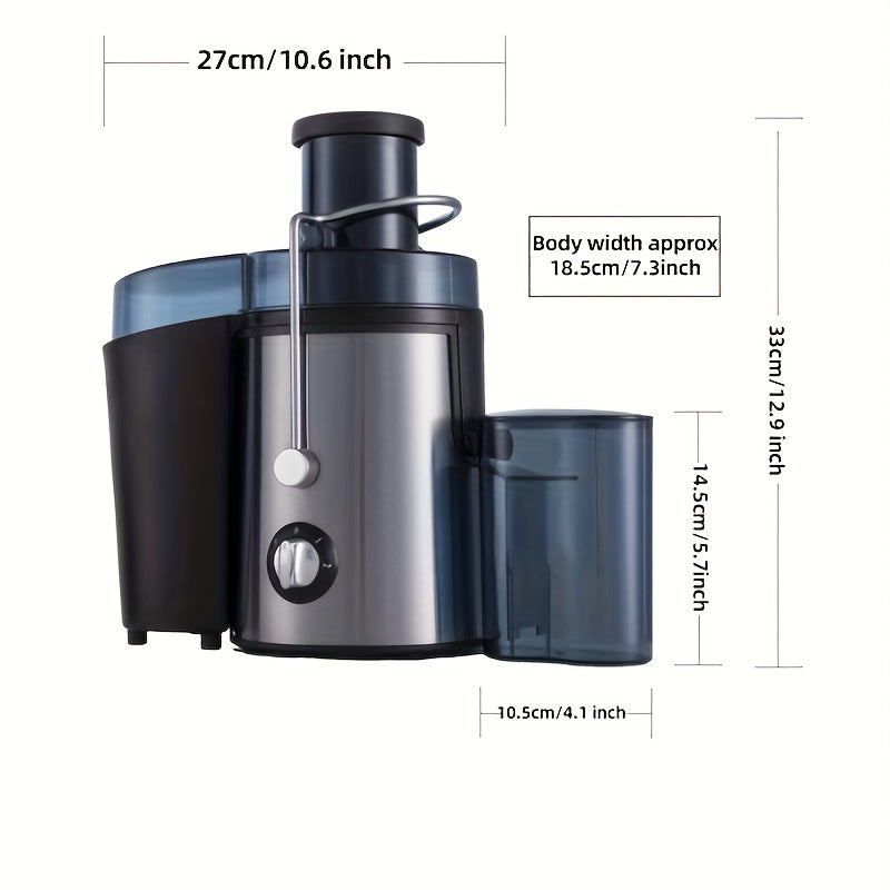 400w Centrifugal Juicer Machine for Fruit & Vegetables, 65mm Feed Chute, 3 Speeds, Easy to Clean, Stainless Steel Body, Safety Features, Non-Slip Feet, Red/Silver.