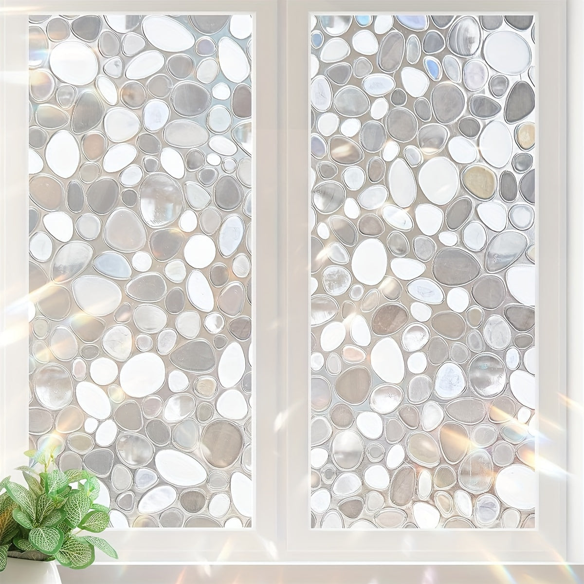 Electrostatic Glueless Glass Stickers Pebbles Pattern Window Film - Perfect for Balcony, Bathroom, or Office. Blackout Sunscreen Anti-Peeping Film. Thick PVC Film with Electrostatic Absorption for Stylish Home Decor.