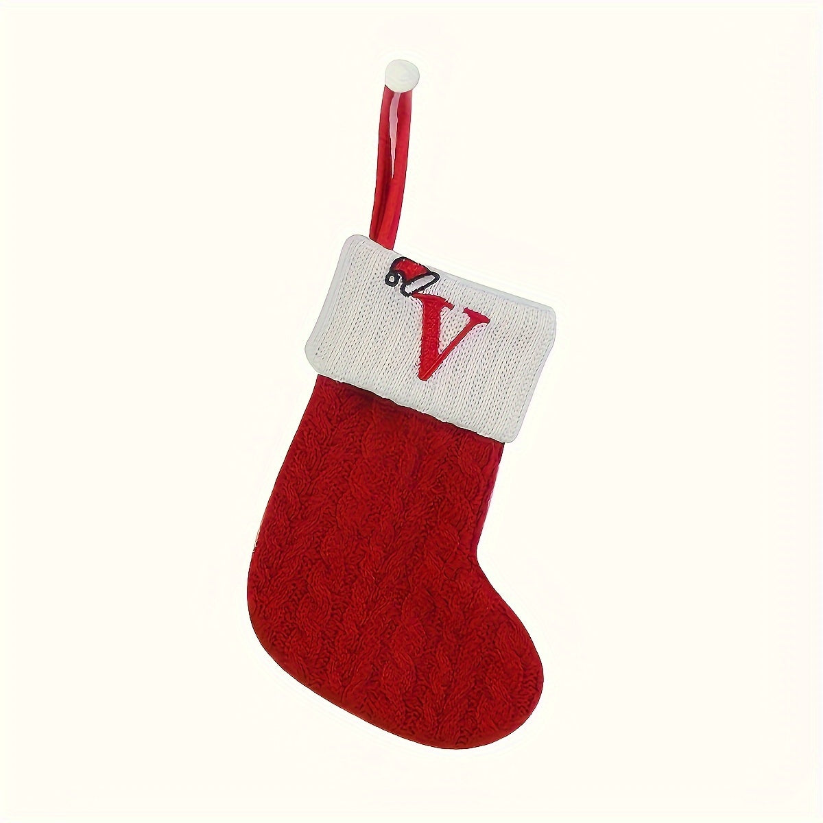 Knitted polyester stockings with personalized initials for festive parties, no electricity required.