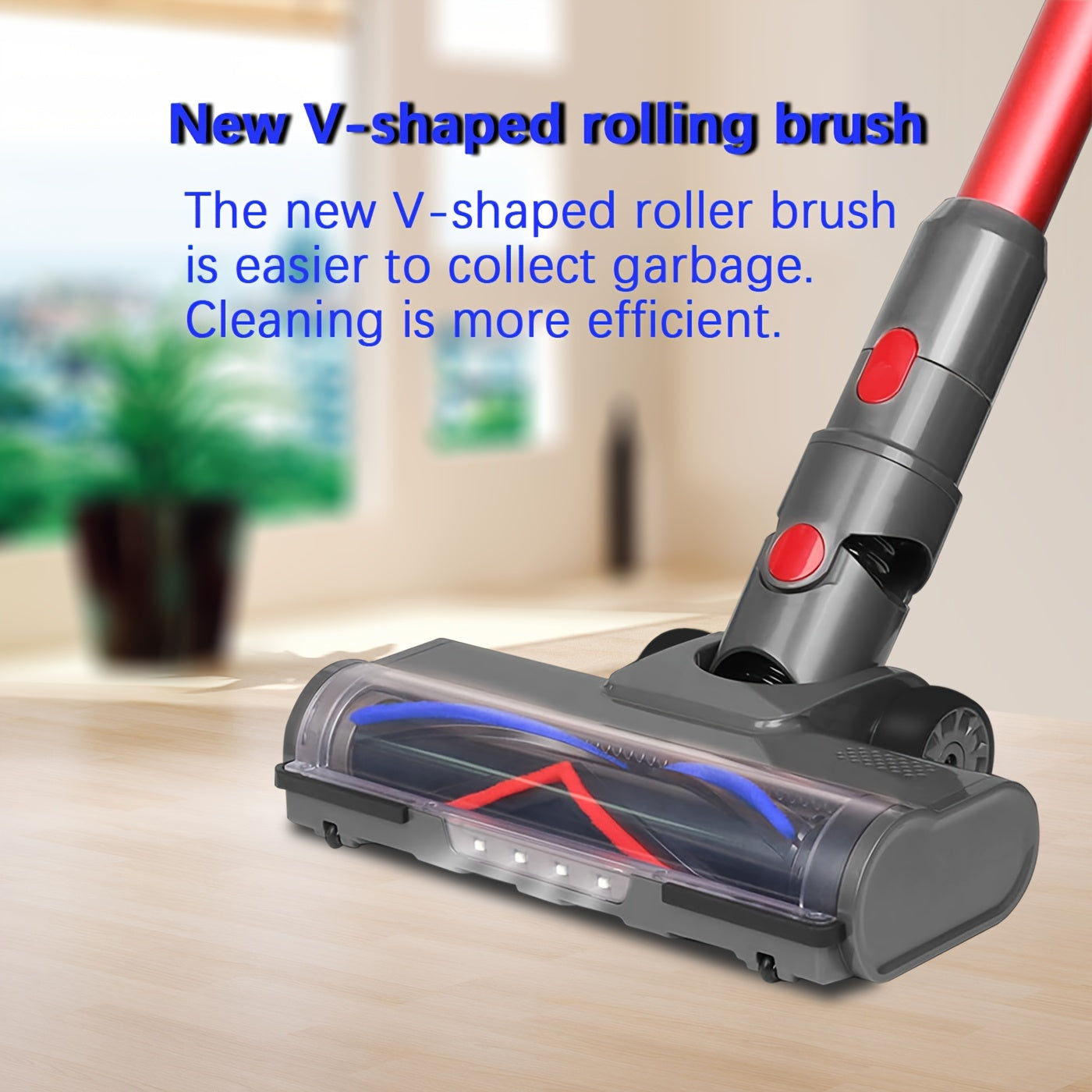 Improved Floor Brush Attachment designed for Dyson Cordless Vacuum Cleaners - Compatible with V7, V8, V10, V11, V15 Models - Features a Weak Magnet, Battery Not Included, Motorhead, suitable for Dyson V Series - Equipped with LED Headlights for enhanced