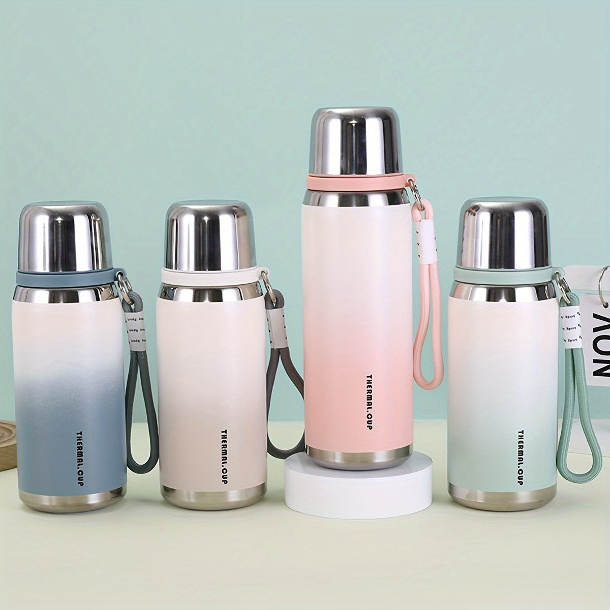 Trendy Gradient Stainless Steel Water Bottle - 600ml/800ml, Insulated and Durable with Lid - Ideal for Any Time of Year