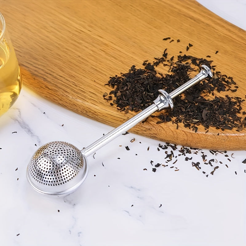 Essential Kitchen Tool: Telescopic Round Ball Tea Infuser, Perfect for Loose Leaf Teas, Stainless Steel Long Handle for Ideal Brewing