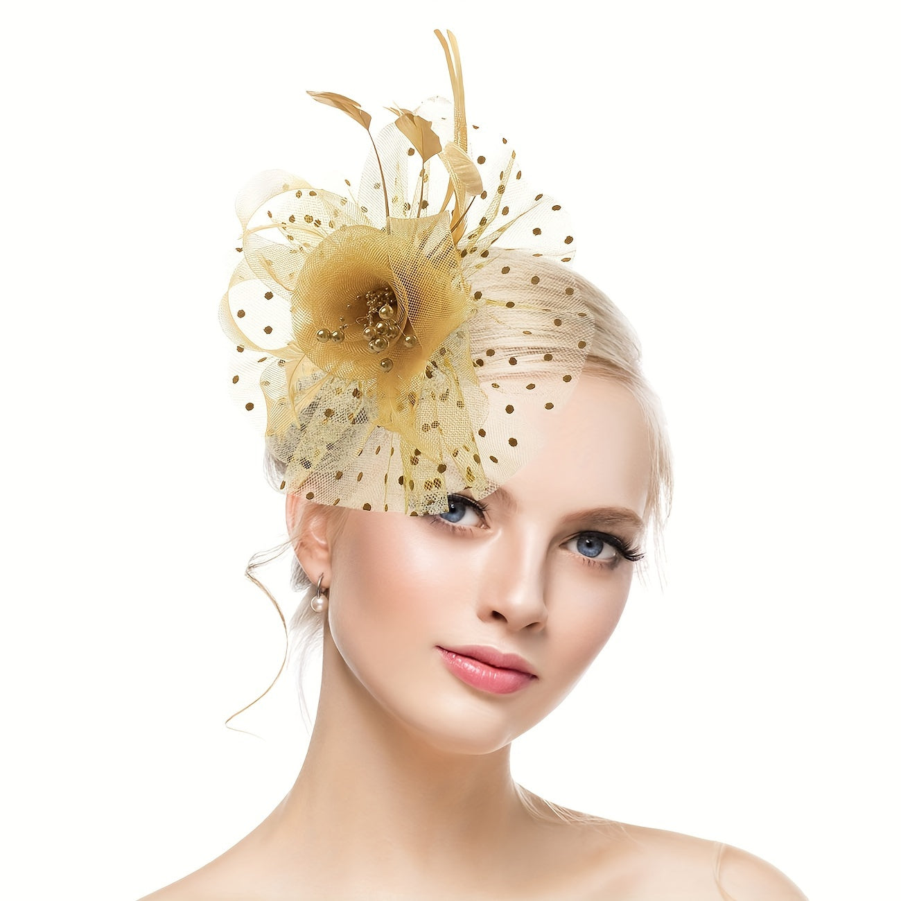 Classic Fake Feather Fascinator Hats, Netted Tulle Hair Clips, Sophisticated Headwear for Tea Parties, Social Gatherings, and Formal Dinners