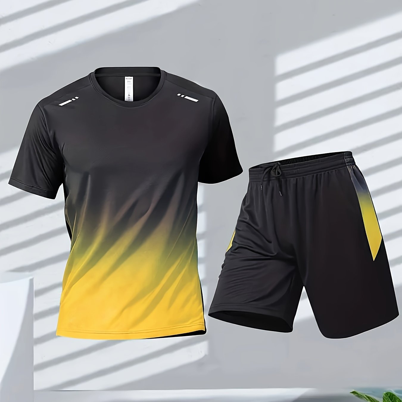 Breathable running and fitness sportswear for men, including quick-dry short-sleeve shirt, basketball gear, and summer tank top.