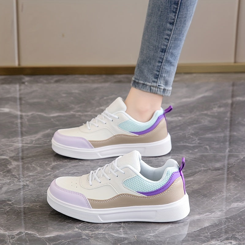 Women's casual sneakers in multi-color with low-top lace-up design. Features breathable mesh lining and durable EVA sole, perfect for all-season casual wear.