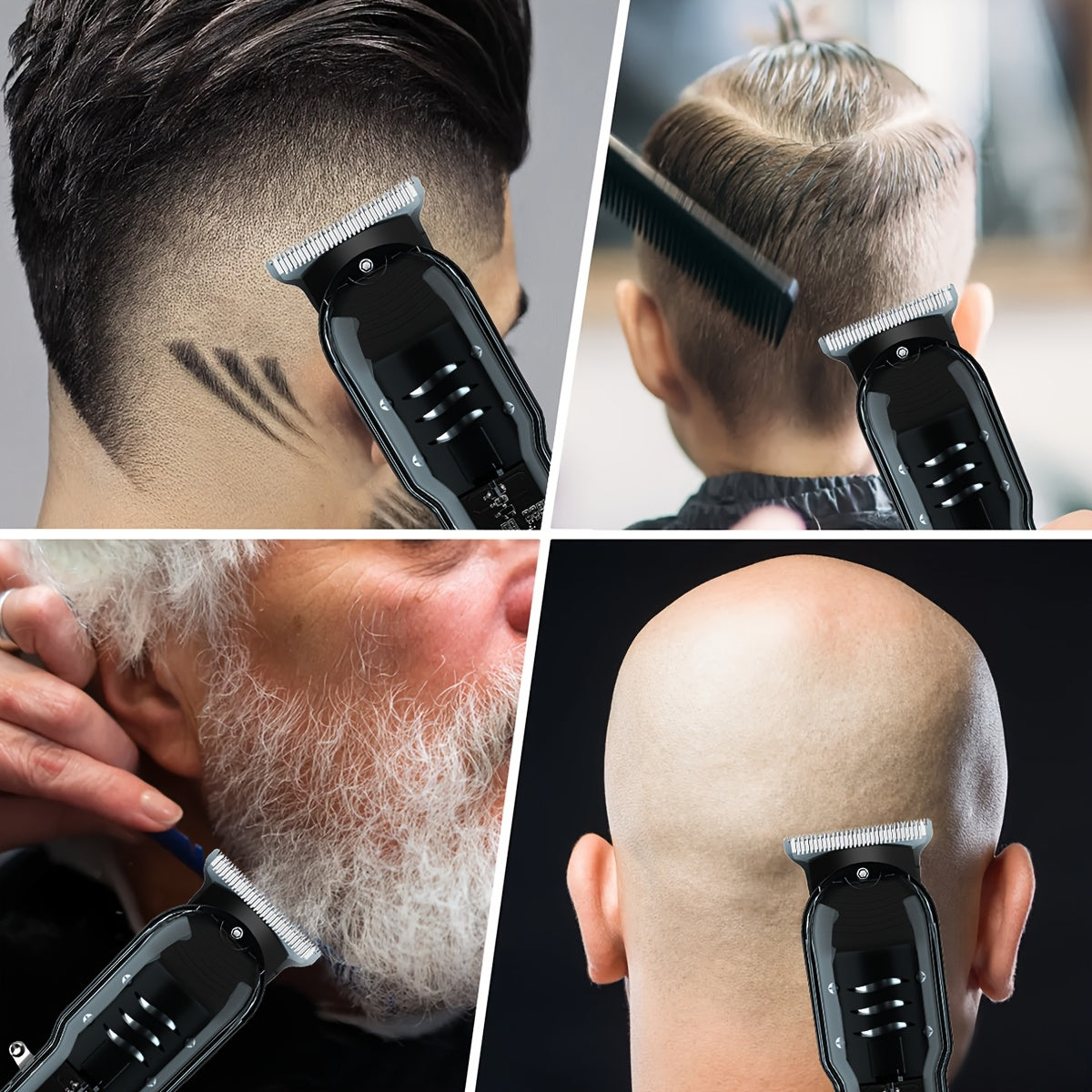 Electric hair clipper with LCD display, rechargeable via USB for home, travel, and salon use.