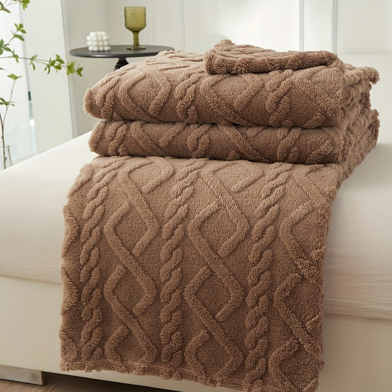 One piece of contemporary taffeta jacquard blanket made for cozy comfort, skin-friendly softness, and stylish home decor. This blanket does not include a pillowcase.