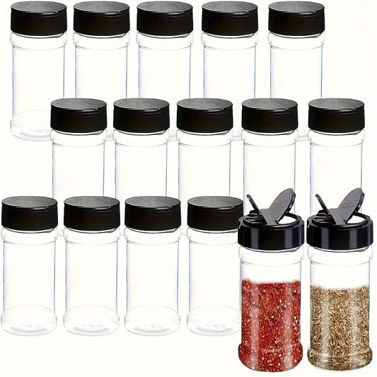 6 or 12 pieces of leakproof seasoning containers with black screw lids, each container holding 3.5 ounces. These portable clear spice jars are perfect for storing spices, powder, chili, and salt. Keep your kitchen organized with these handy storage