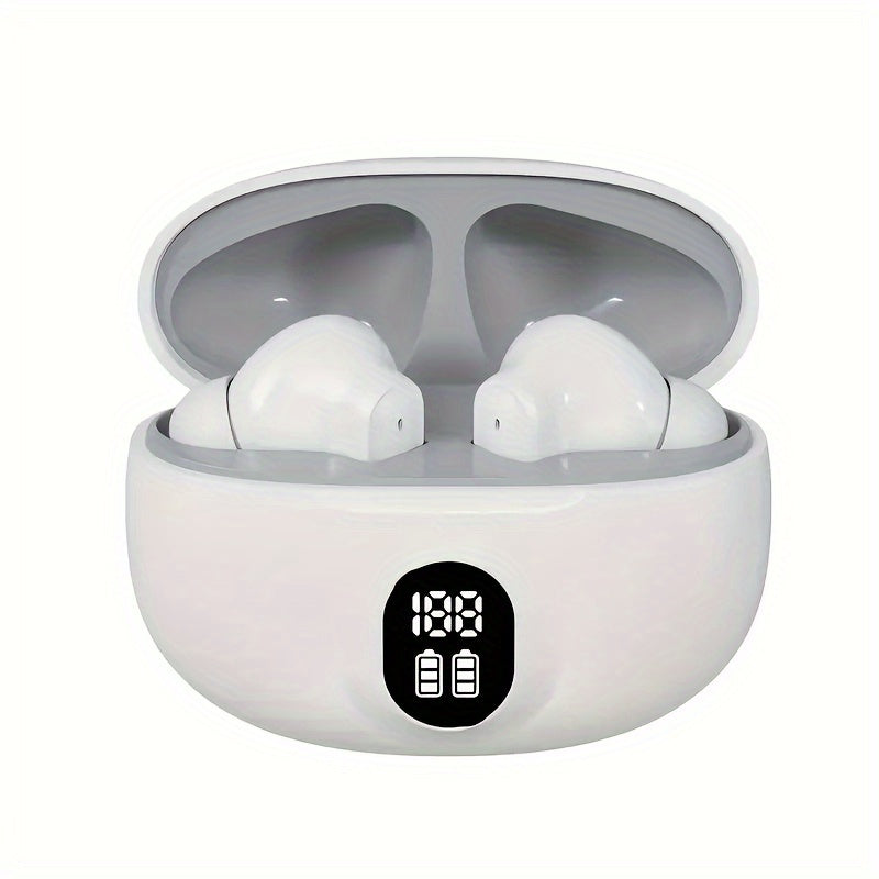 Lifebee true wireless earbuds with microphone, touch volume, LED display charging case, rechargeable battery, and video game theme. Semi-open design with wireless sports earhook, compatible