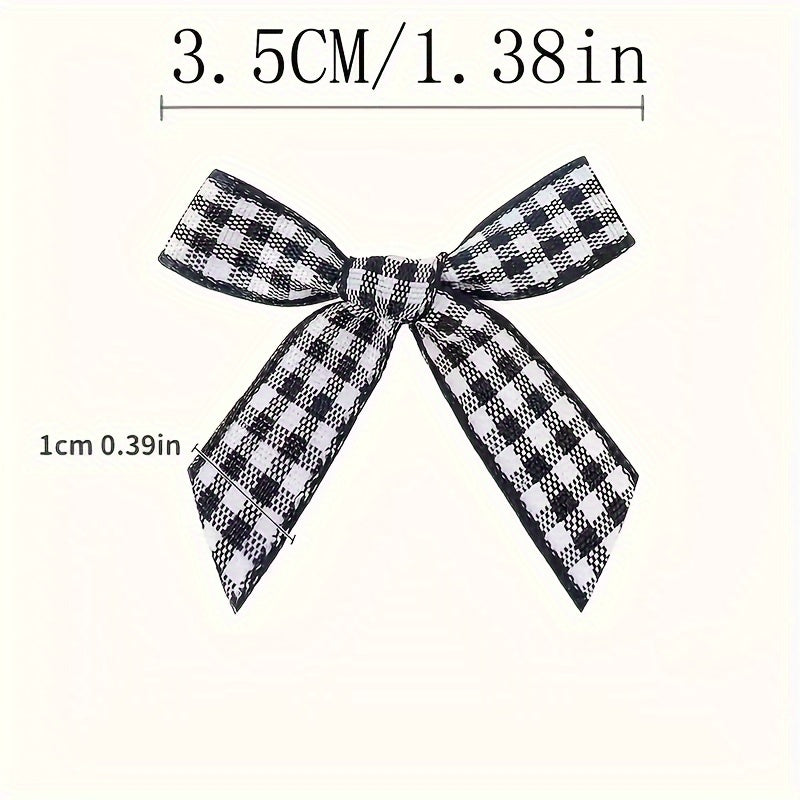 30 Mini Red & Black Plaid Ribbon Bows - Ideal for Christmas and Holiday Decor