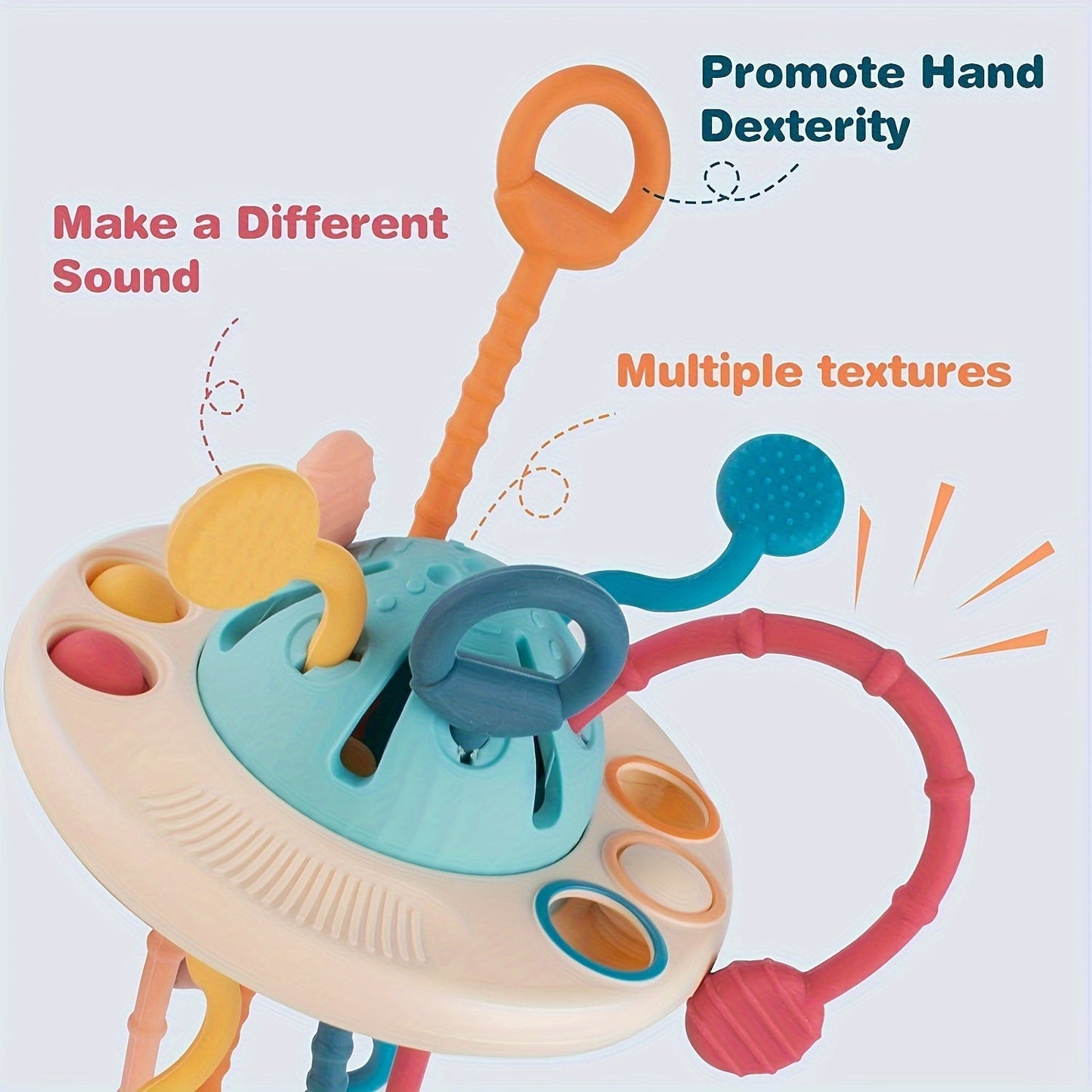 Pull String Silicone Activity Toy - Perfect Travel Toy and Baby Gift