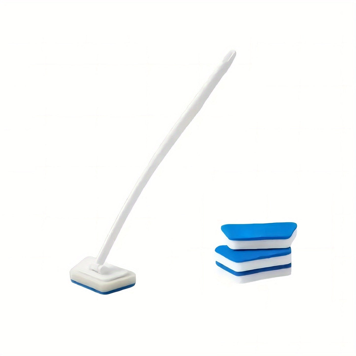 Long-handled bathroom brush that can be used for multiple functions. Suitable for cleaning ceramic tiles, bathtubs, and floors. The brush head is removable and replaceable. No electricity is required for this versatile bathroom tool. Perfect for all your