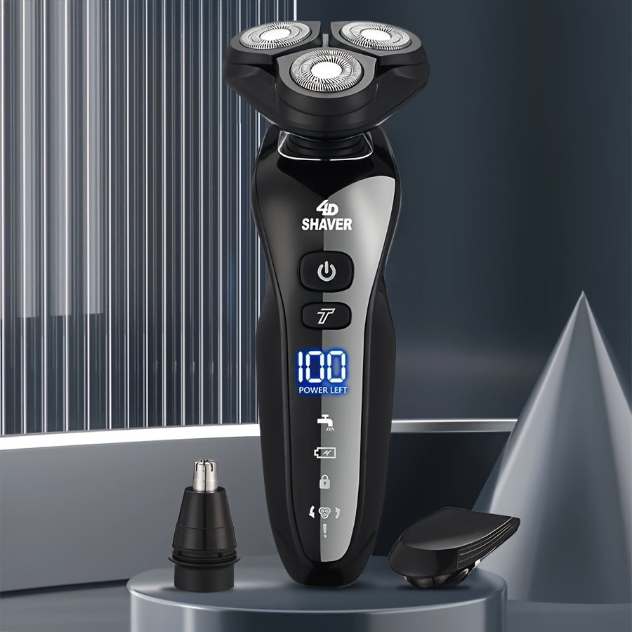 Men's 3-in-1 electric shaver set with rotary shaver, wet & dry shaving, USB charging, lithium battery, great Father's Day gift.