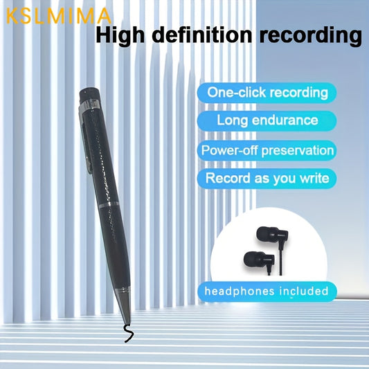 KSLMIMA Business Office Voice Recorder Pen in Pen Shape with Professional HD Noise Reduction, Small Portable, Long Standby, High Capacity, and Support for External Memory.