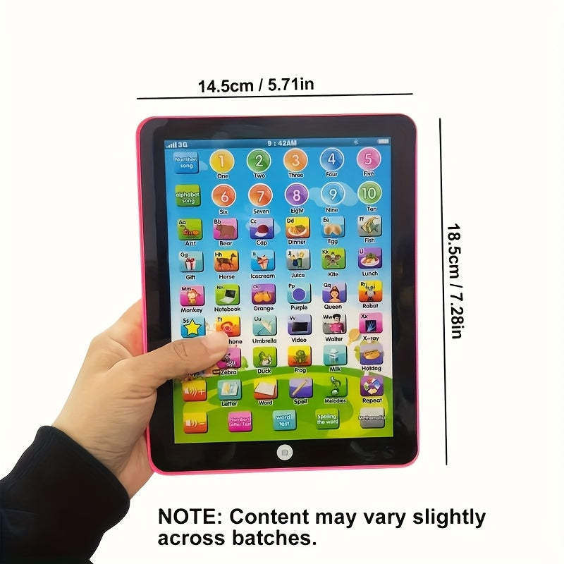 Early childhood educational tablet with storytelling simulation, touch voice functionality, ABS material, battery powered in blue or pink color, operating voltage ≤36V.