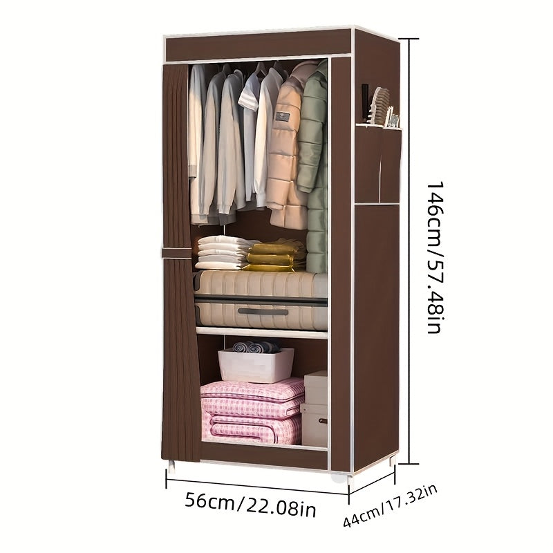 Conveniently Assemble Your Non-Woven Fabric Wardrobe - Roomy 3.2 Cubic Feet Storage Closet with Sturdy Metal Frame for Bedroom, Rental Housing, Organizing Clothes, and Home Storage. Easy to Set Up, Moveable Closet Solution