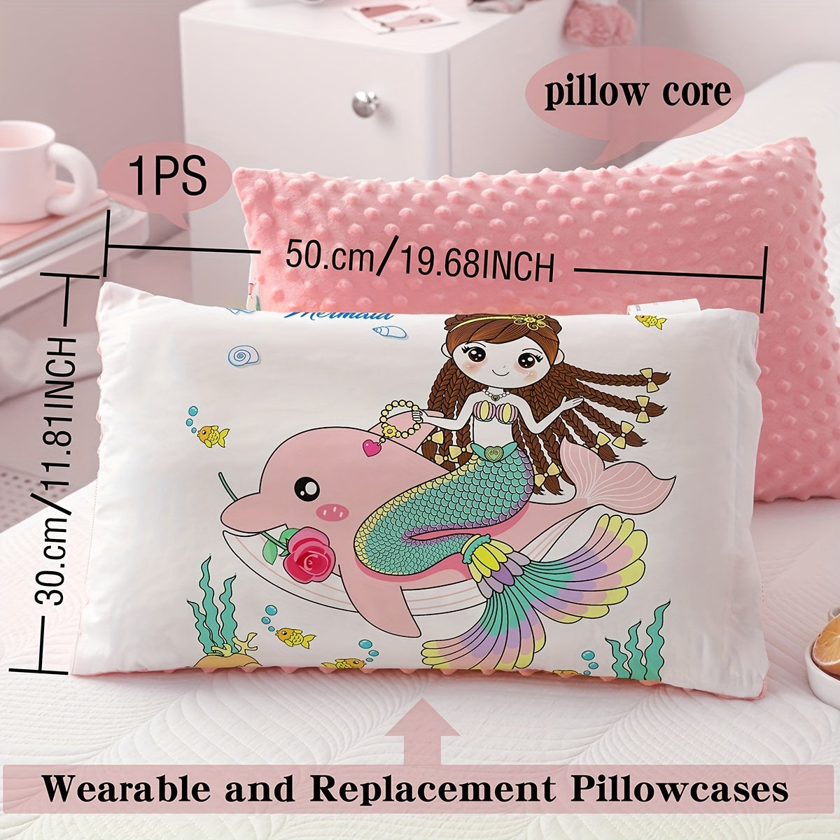 Super Soft Sleeping Pillow for Kids with Cartoon Pattern, Zipper Removable and Washable, Perfect for Boys and Girls.