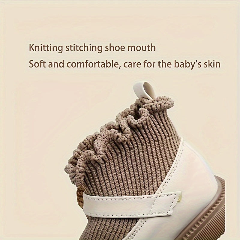 Cute baby shoes with soft soles, ankle-high design, and floral and cloud patterns for any season.