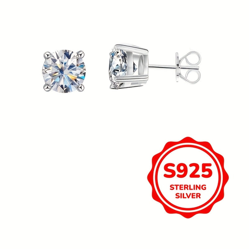 Stylish 925 Sterling Silver Stud Earrings for Women with White Cubic Zirconia - Available in Various Carat Sizes (0.1-0.8CT) and 3/4/5/6mm - Perfect for Everyday Wear and Gifting, Comes with Free Gift Box and Daily Care Supplies including Oxides