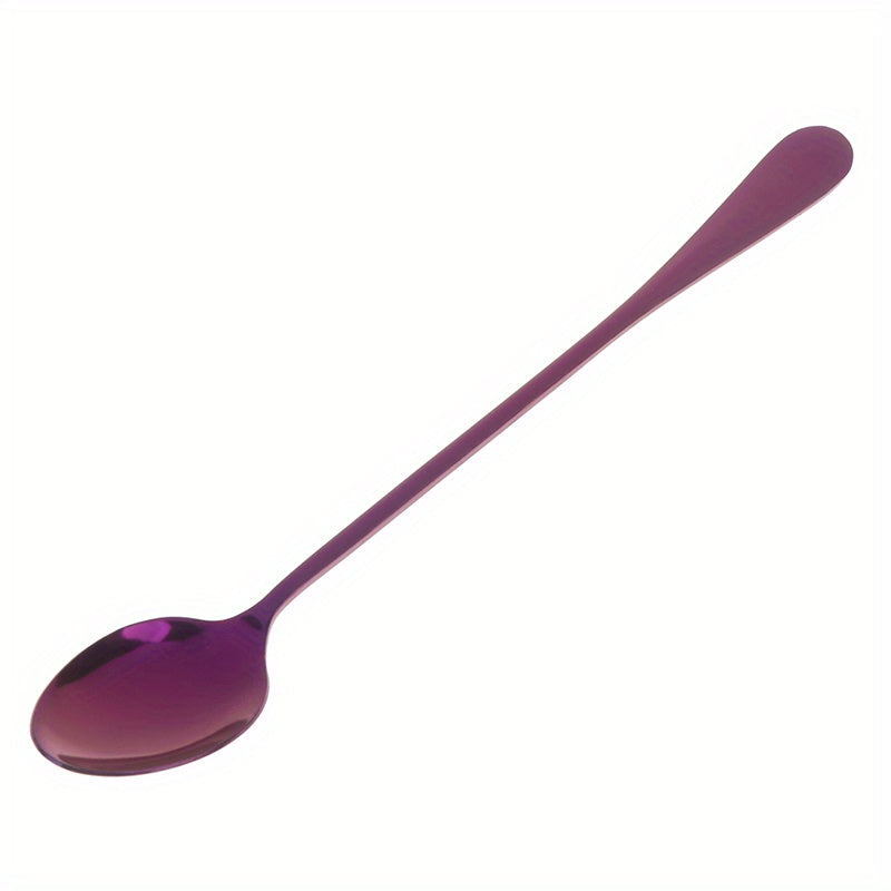 Long-handled Rainbow Tableware Spoon for stirring honey, coffee, and ice cream.