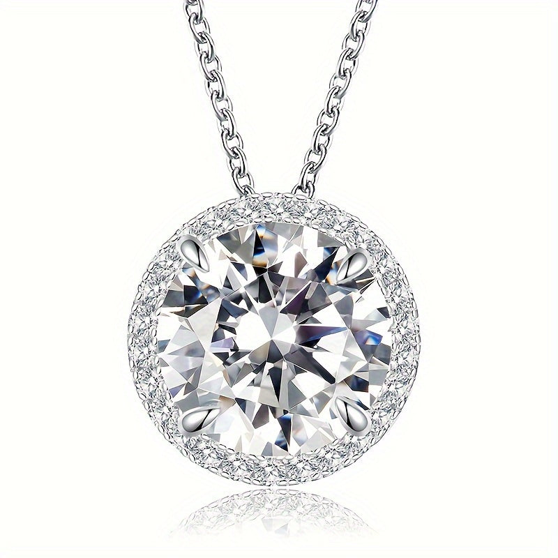 Luxurious pendant necklace made with 5ct red golden yellow Moissanite set in S925 Sterling Silver, suitable for both men and women. Perfect for engagement, marriage, or anniversary gift. Comes in a gift box, weighing 4g/0.14oz. Ideal for celebrating a