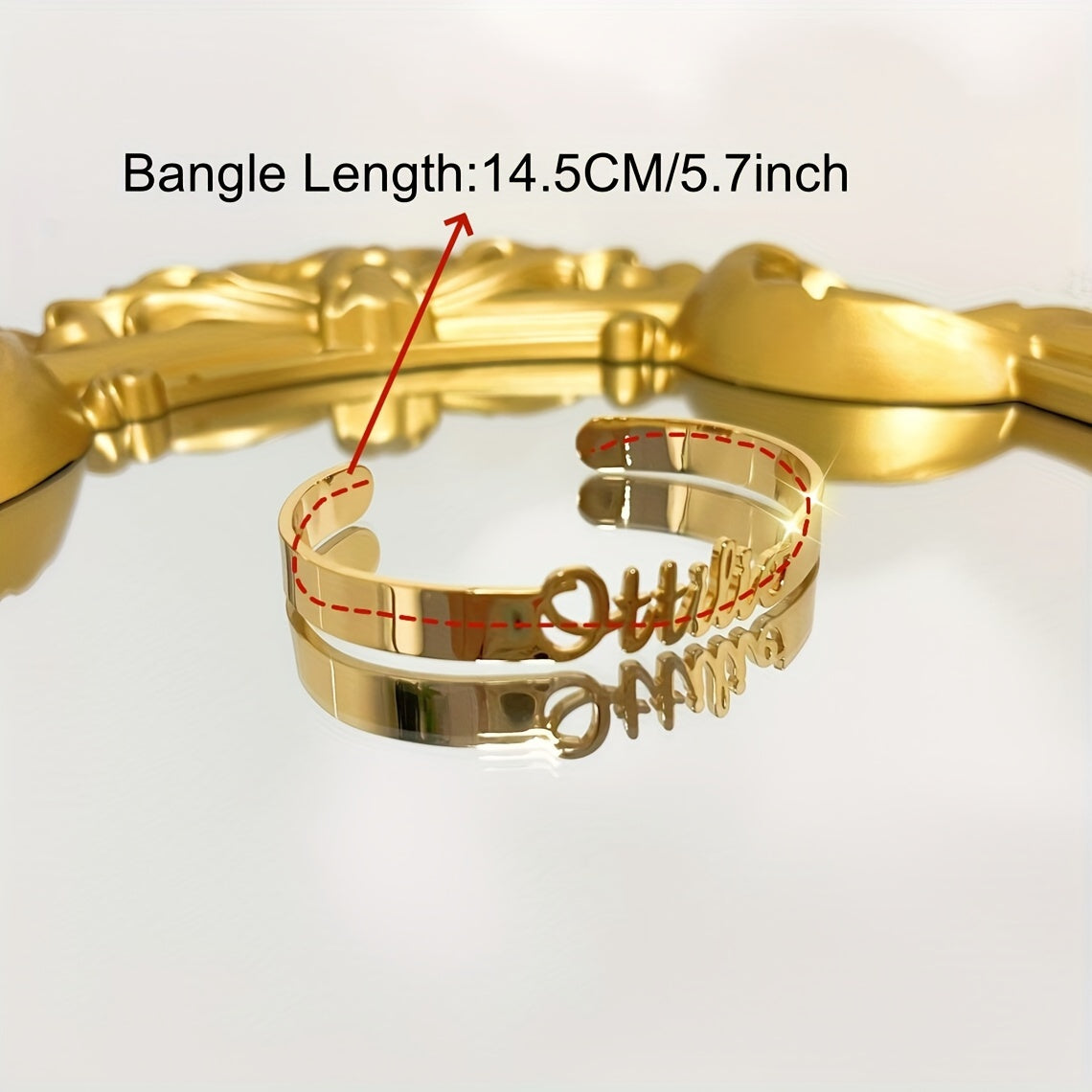 Personalized Golden Stainless Steel Bracelet with Engraved "Oh My God" - Adjustable and Elegant Name Bangle, Stylish Minimalist Jewelry Gift for Her, Perfect for Every Occasion