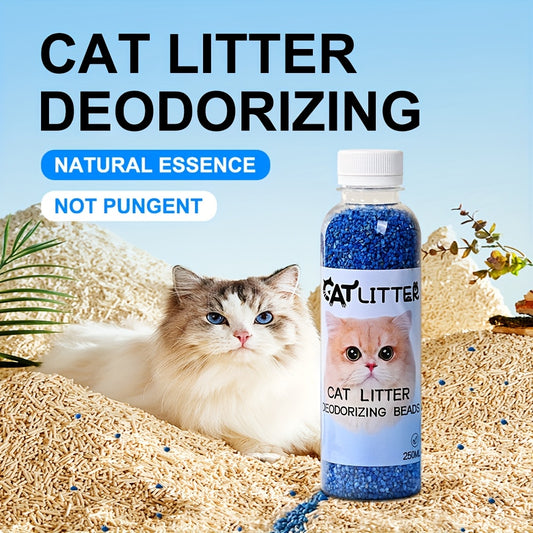 1 bottle of cat litter deodorizer eliminates odors and freshens the litter box air with a cattery fresh scent, safe for cats.