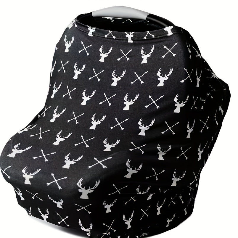 Versatile Elastic Car Seat Cover: Doubles as a Nursing Breastfeeding Cover, Cart/High Chair/Pram Cover, Scarf, and Car Seat Canopy