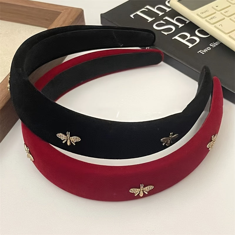 1pc Elegant Red Bee-Embellished Headband - Chic Hair Accessory for Valentine's Day and Casual Wear