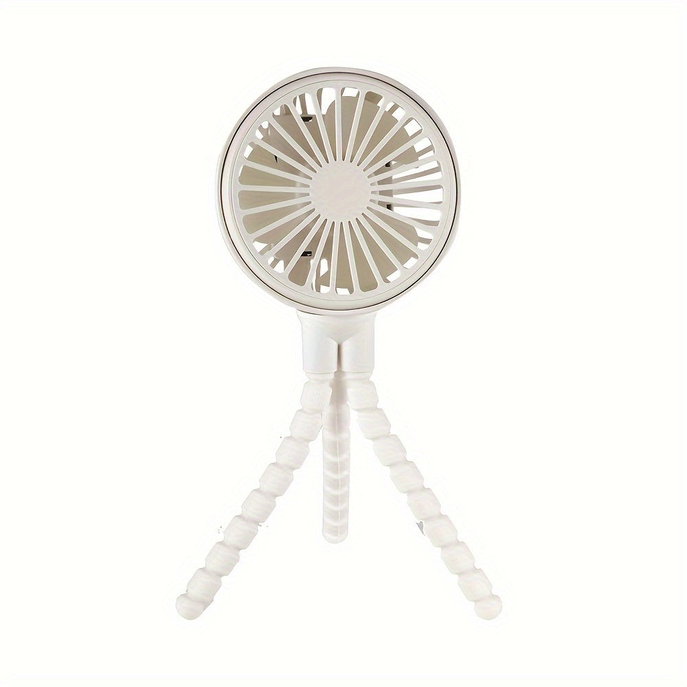 This wearable personal fan is made of silicone and features a high-speed setting. It is powered by a USB rechargeable lithium battery and has a portable button control for easy operation. With a polished finish, it has a power of 3.4W and a capacity of