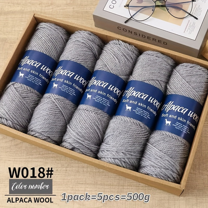 Jiuweidiawang Alpaca Wool Yarn Bundle - 95% Alpaca, 5% Polyester, Multicolor Yarn Pack for Knitting/Crocheting, 100g/Ball, 5 Balls (490g total), Ideal for Winter Crafts, Sweaters, Shawls