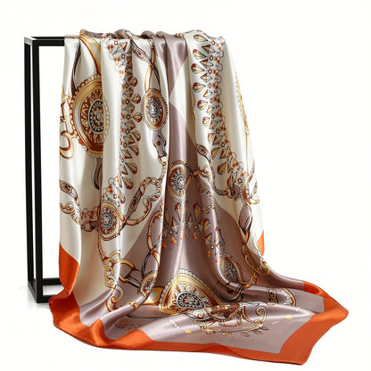 New 90*90cm printed headscarf for all seasons, perfect for air-conditioned rooms and outdoor sun protection.