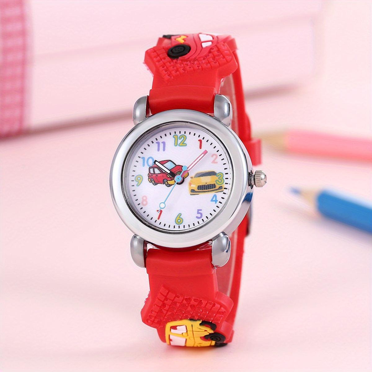 One cute car print quartz watch for boys and girls, perfect for daily life and as a gift.