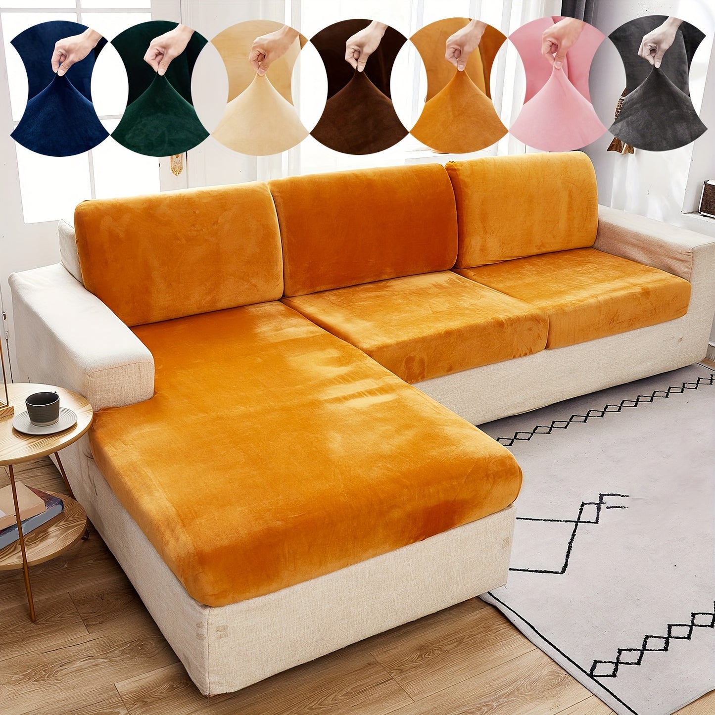 Velvet sofa slipcover/pillowcase for pets, dust-proof and fuzzy couch cover for home decor.