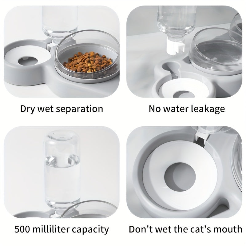 Dog basin with three antitip snail bowls for food and water, suitable for cats.