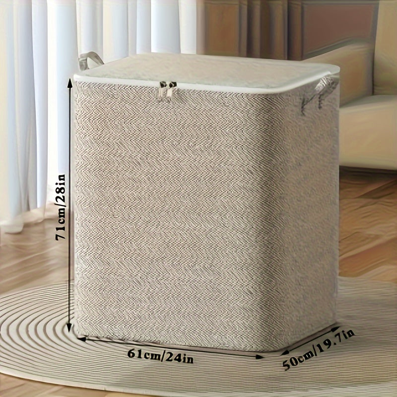 XL Polyester Canvas Storage Bin with Lid, Waterproof, Versatile Design for Home Organization.