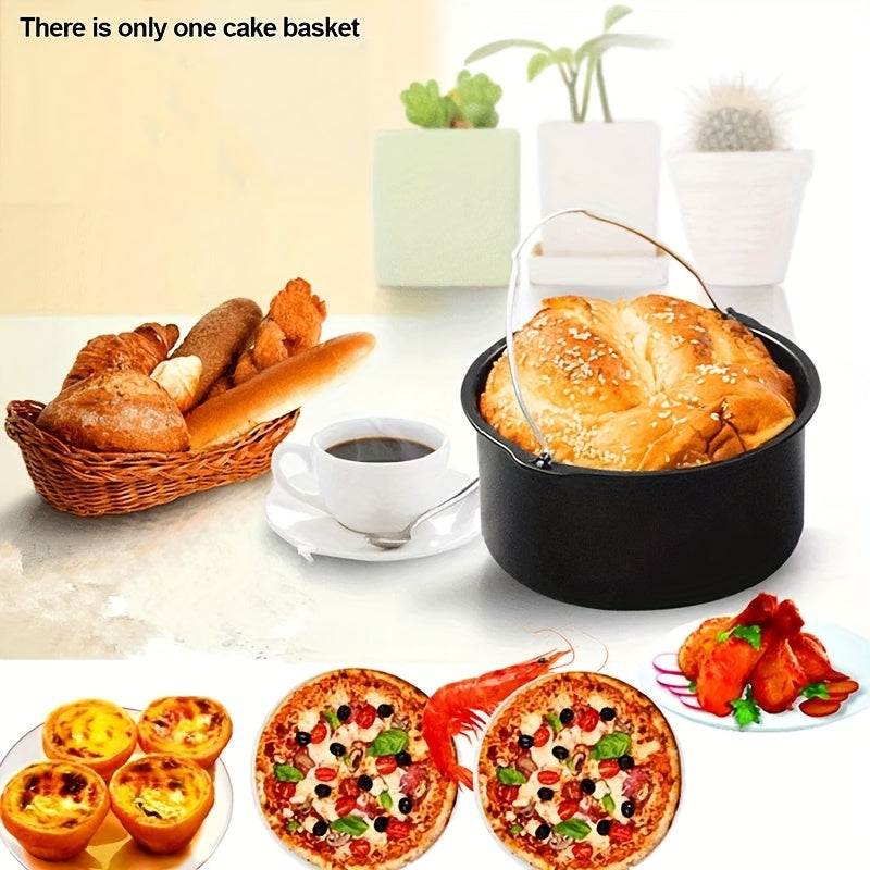 Non-stick baking mold measuring 15.24 cm, perfect for use in air fryer pots, round trays, pans, and bakeware for roasting, making pizza, cakes, and more. A versatile kitchen accessory for cooking in the bar.