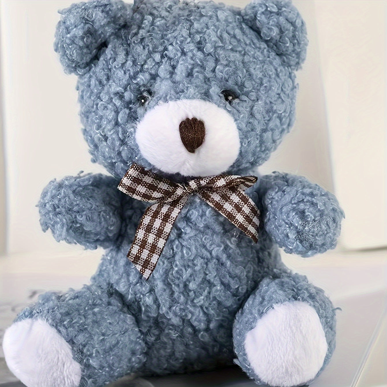 Plush cartoon bear toy for pets, recommended for medium breeds, random color selection.