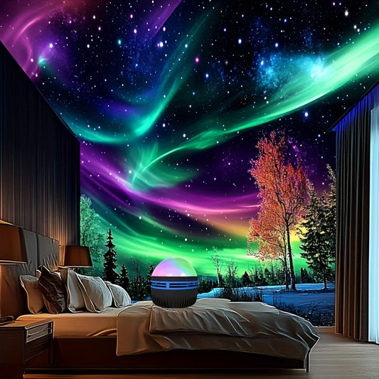 Northern Lights projection night light - black plastic novelty toy for bedroom décor.