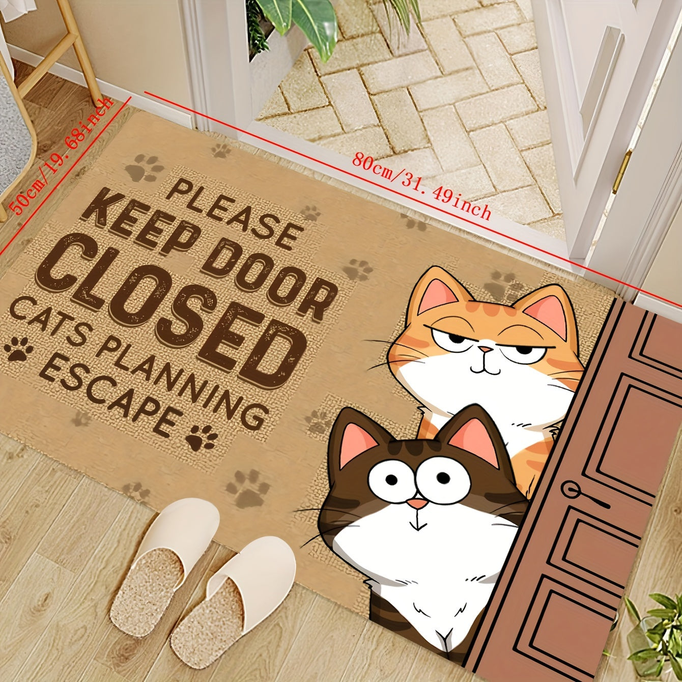 Welcome guests with a delightful cat-themed doormat - Made of anti-slip, stain-resistant polyester material, easy to clean in the washing machine, ideal for indoor home decor