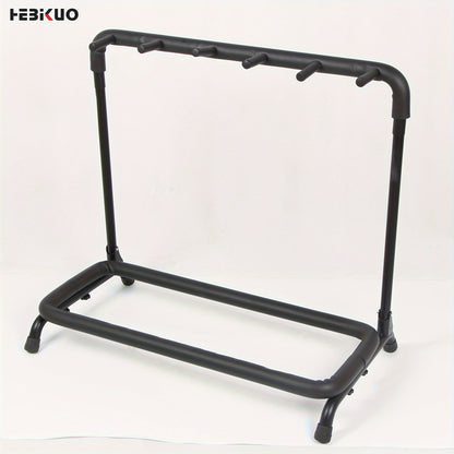 HEBIKUO Guitar Display Stand: 5-Slot Rack for Acoustic Guitars with Anti-Rust, Non-Slip Features.