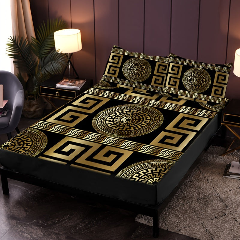 Indulge in the opulent European design of our 3-piece sheet and pillowcase set. 100% polyester fabric ensures breathability for year-round comfort. Easy care with machine washability. Experience the high quality digital print and sanded craftsmanship for