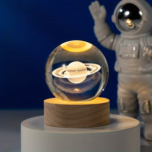 3D stereo crystal ball night light, perfect Valentine's Day or birthday gift with monochrome warm light.