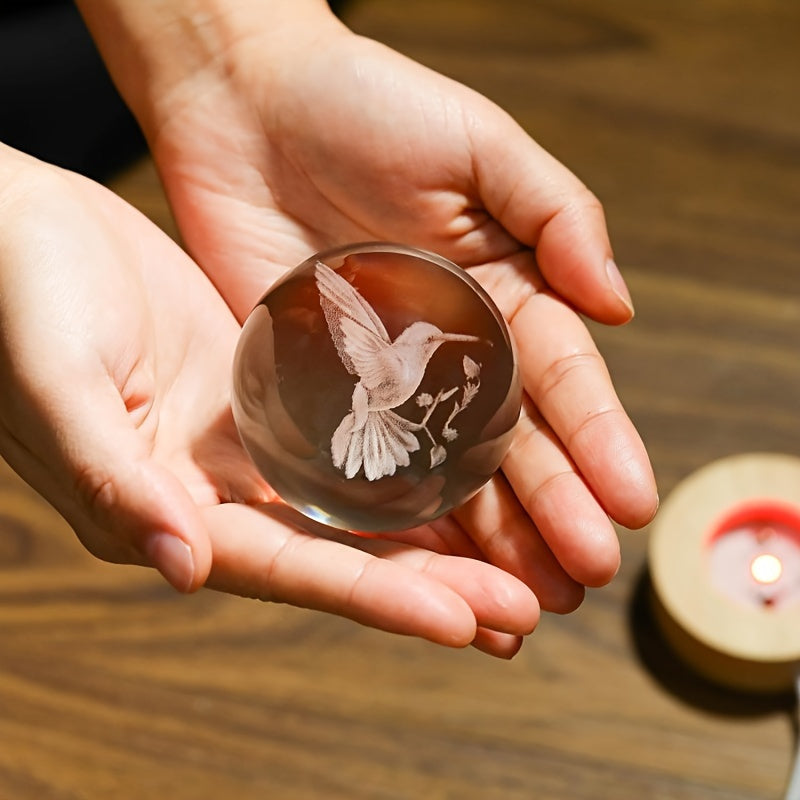 3D Hummingbird Crystal Ball Night Light - USB Powered, Color-Changing Animal Figurine, Ideal Gift for Birthdays & Graduations