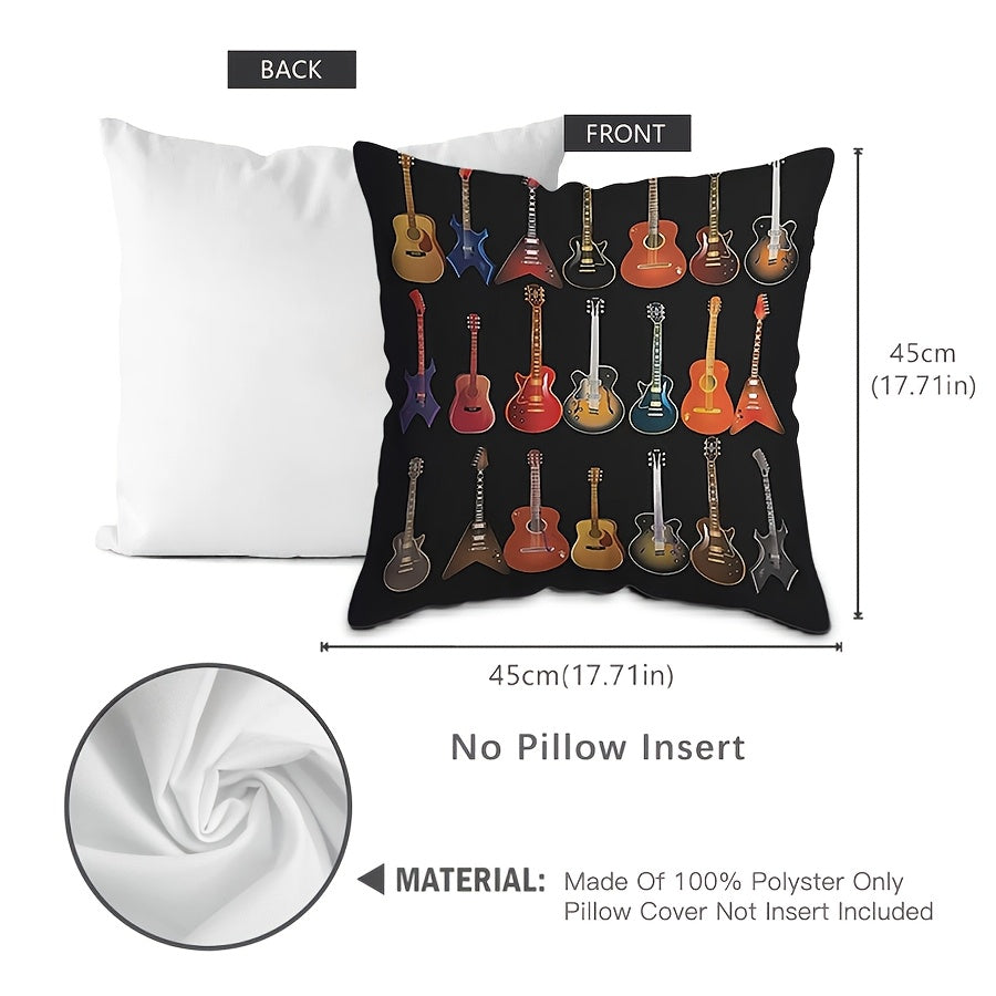 Ultimate Comfort for Guitar Music Enthusiasts: Chic Quilted Square Pillowcase - Luxuriously Soft and Stylish Home & Car Accent - Easy Zip Closure, Simple Machine Wash - Ideal for Bedroom & Lounge Décor